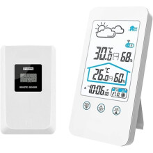 Wireless Weather Station with Outdoor Sensor, Digital Indoor Outdoor Thermometer Hygrometer Barometer with Clock and Alarm - Reliable and Durable