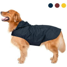 Dog Raincoat With Hood & Collar Hole & Safe Reflective Stripes, Ultra-Light Breathable 100% Waterproof Rain Jacket Medium-Sized Dogs-6xl Blue