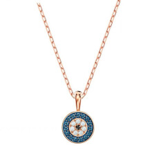(Rose gold round necklace) Devil's Eye Lucky Palm Horseshoe Necklace for Women, High Sparkle Austrian Crystal Collarbone Chain for Women