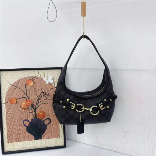(Black) Presbyopic print horsebit small bag