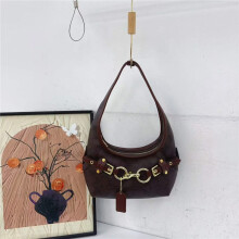 (Dark brown) Presbyopic print horsebit small bag