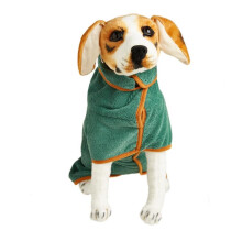 Green Size S 1pc Super Absorbent Pet Bathrobe, Quick Dry Pet Bath Towel, with Adjustable Strap Hood, for Large and Small Pet Cat, Pet Supplies