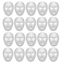 20 Maschere Intere DIY, Maschere In Cartapesta Bianche Dipingibili, Maschere Bianche Semplici per Carnevale, Cosplay, Feste di Ballo.