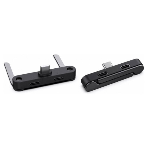 Type-C 2 in 1 Foldable Audio Charging Adapter,Metal Bracket Earphone Charging Splitter for Headset 1