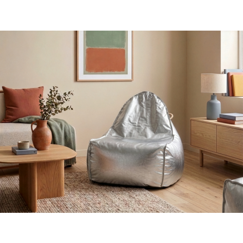 Beliani Bean Bag Cover DROP 63 cm 75 cm Silver 1