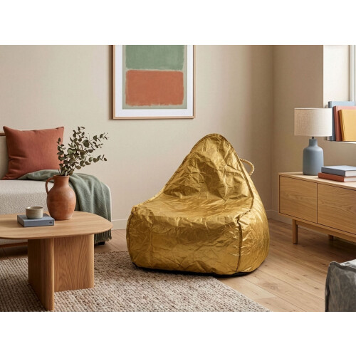 Beliani Bean Bag Cover DROP 63 cm 75 cm Gold 1