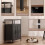 Homcom HOMCOM Industrial Kitchen Sideboard with Open Shelf & 2 Cabinets, Black 6