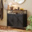 Homcom HOMCOM Industrial Kitchen Sideboard with Open Shelf & 2 Cabinets, Black 8