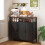 Homcom HOMCOM Industrial Kitchen Sideboard with Open Shelf & 2 Cabinets, Black 2