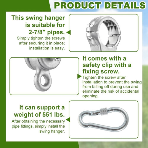 2 Pcs 2-7/8" Swing Hangers Set Swing Pipe Hanger Cast Swing Bracket Swing Accessories 1