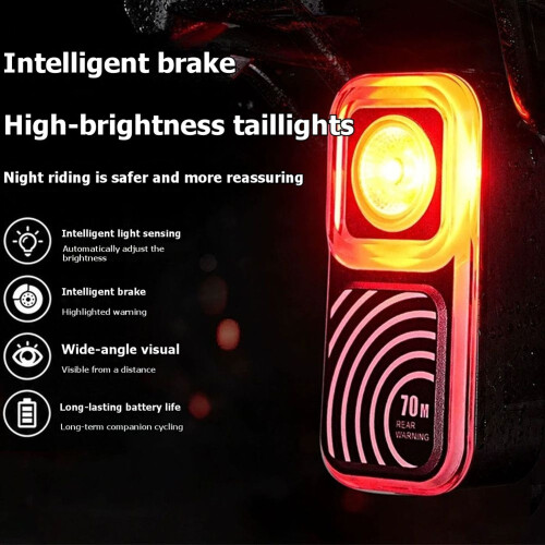 Sensor Bicycle Taillight High-Brightness Strobe Cycling Warning Light Waterproof  Bike Tail Light 1