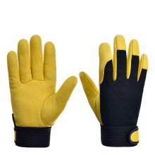 Cow Leather Work Gloves for Men Women Heavy Duty Labor Protection Gloves for Carpentry Welding Gardening for Home Window Curtain Accessories