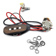 3-Snarige Alnico 5 Pickup met Voorgemonteerd Circuit, Volume-/Toonregeling en 6,35 mm Jack-Uitgang, Houtnerfpatroon