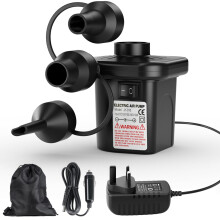Motorenbau Electric Air Pump for Inflatables, 220V AC/12V DC with 3 Nozzles