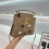 (Khaki) Light luxury flower-embellished diamond handbag 1