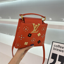 (Orange) Light luxury flower-embellished diamond handbag