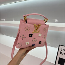 (Pink) Light luxury flower-embellished diamond handbag