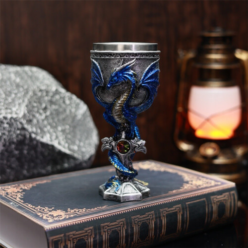 (blue) Unique Devil Claw High Stem Wine Glass Stainless Steel 200ml Gift Cup