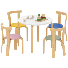 5 Piece Kids Table and Chairs Set, Wooden Toddler Table and Chairs Set for Nursery, Playroom, Classroom, for 3-8 Years