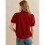 Women'S Boho Embroidered Blouse Puff Short Sleeve Button  Summer Peasant Top Red XL 6