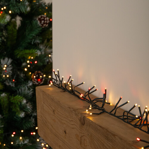 Premier 12.4m 960 LED ClusterBrights Christmas String Lights in Red & Warm White 2