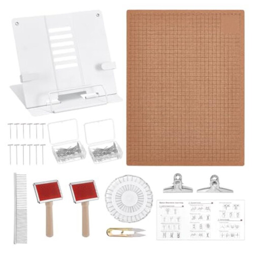 108Pcs Macrame Kit,Macrame Board and Pins Double Sided Grids Handmade Braiding Making Board Metal Adjustable Holder