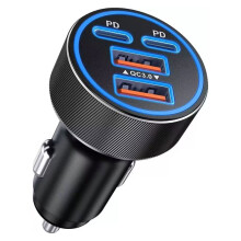 Cargador de Coche USB C, Adaptador para Encendedor de Cigarrillos de Coche, Cargador de Teléfono para Coche Multipuerto 4 en 1 de 45 W USB-C y 18 W