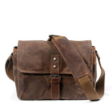 Vintage Waxed Canvas Camera Bag Waterproof Shoulder Messenger Bag for DSLR Cameras Outdoor Travel Photography Case C
