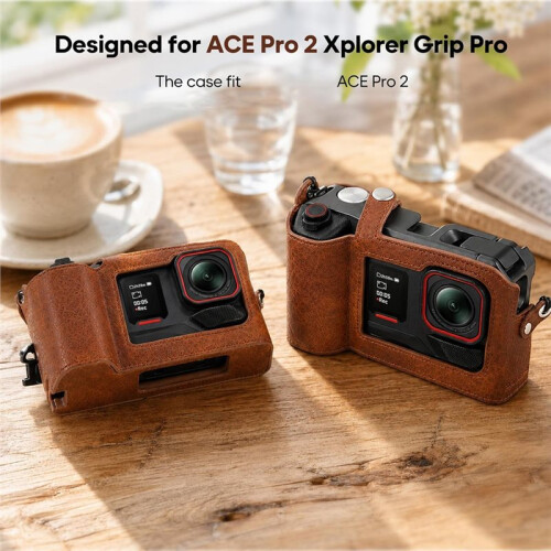 Carrying Case for  Ace Pro 2 , Retro PU Leather Protective Cover with Strap Precise Cutouts & Quick Release 1