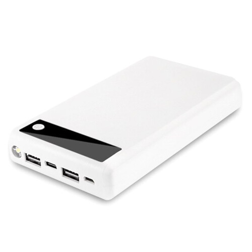 Display Screen Power Bank Case Micro Type-C Input 6x18650 Battery External Charger DIY Powerbank Box Outer Case White