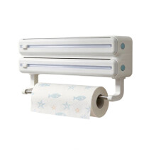 Wrap Dispenser with Cutter - Kitchen Organization and Storage for Plastic Wrap, Aluminum Foil & Paper Towel Holder