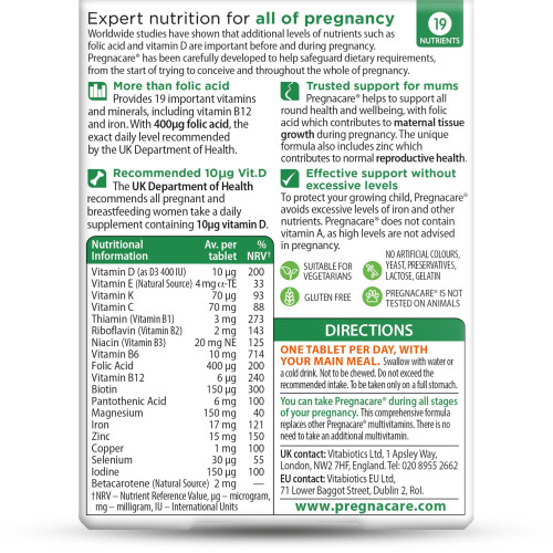 Pregnacare Pregnacare Original Formula Tablets During Pregnancy Support Vitamins and Supplements, 30 Tablets 1
