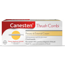 Canesten Thrush Combi Pessary & External Cream for Thrush Treatment | Clotrimazole | Two-Step Complete Relief Thrush Treatment