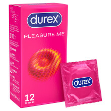 Durex Pleasure Me, 12 Condoms, Ribbed & Dotted, Regular Fit, Pre Lubricated