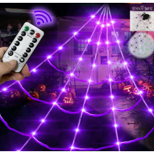 Halloween Decorations Lights, Brighter Spider Webs , Purple LED Light, Halloween Decor for Yard Outside, Halloween Decorations