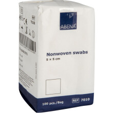 ABENA Gauze Pads, 5x5cm, Pack of 100, Non-Sterile, Non-Adhesive Medical Swabs, Soft Absorbent Non-Woven Swabs for Injury Dressing, Skin Preparation &