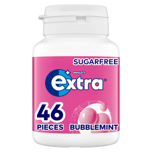 Wrigley's Extra White Bubblemint Sugar Free Chewing Gum Bottle 46 Pieces