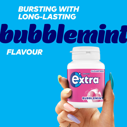 Wrigley's Extra White Bubblemint Sugar Free Chewing Gum Bottle 46 Pieces 2
