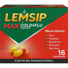Lemsip Max Cold & Flu Lemon Capsules, 16 Capsules