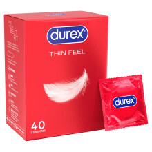 Durex Thin Feel, 40 Condoms, Regular Fit, Silicone Lubricated