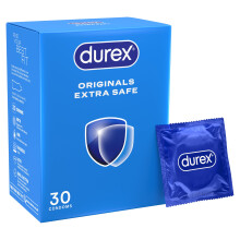 Durex Originals Extra Safe, 30 Condoms, Regular Fit, Silicone Lubricated
