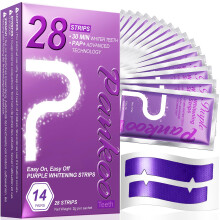 Purple Teeth Whitening Strips 28 Counts, Helps Remove Surface Stains - Coffee & Wine Stains, Supports Enamel Care, No Sensitivity, No Slip, Easy to A