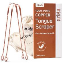 Arista Tongue Scraper 2 Pack, Tongue Cleaners, Copper Tongue Scraper, Ayurveda Products, Bad Breath Treatment for Adults, Copper Tongue Scrapers for
