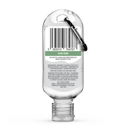 Palm Safe Aloe Vera Alcohol Hand Sanitiser 60 ml Clip Bottles 1