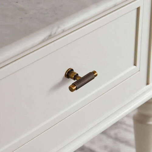 5 Pack Brass Knurled T Bar Cabinet Knobs,Drawer Pulls, Dresser Cabinet Hardware Handles for Bathroom Cupboard Wardrobe 1