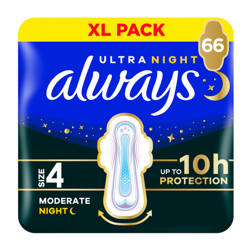 Always Always Ultra Pads Secure Night Size 4 XL Pack 66CT