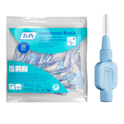 Tepe TePe Interdental Brush, Extra Soft, Blue, 0.6mm/ISO 3, 20pcs