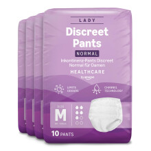 Healthcare by Amazon Discreet Incontinence Lady Pants, Normal Absorbency, Medium, 40 Count (4 Packs of 10), White, (Previously Amazon Basic Care) - P