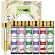 Aoruilia 6 x 10ml Floral Essential Oils Set, Premium Fragrance Oils for Diffusers, Aromatherapy, Soap & Candle Making Scents - Rose, Lavender, Jasmin