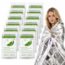 Emergency Thermal Foil Blankets 12-Pack, Survival Blanket 210cm x 130cm